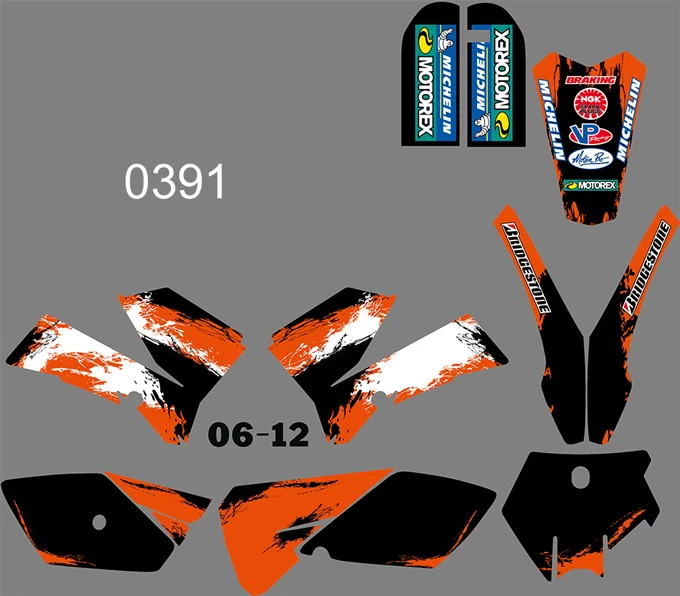 0391 6 видов стилей команда графика фоны наклейки для KTM SX 85 2006 2007 2008 2009 2010 2011 2012 - Цвет: 0391
