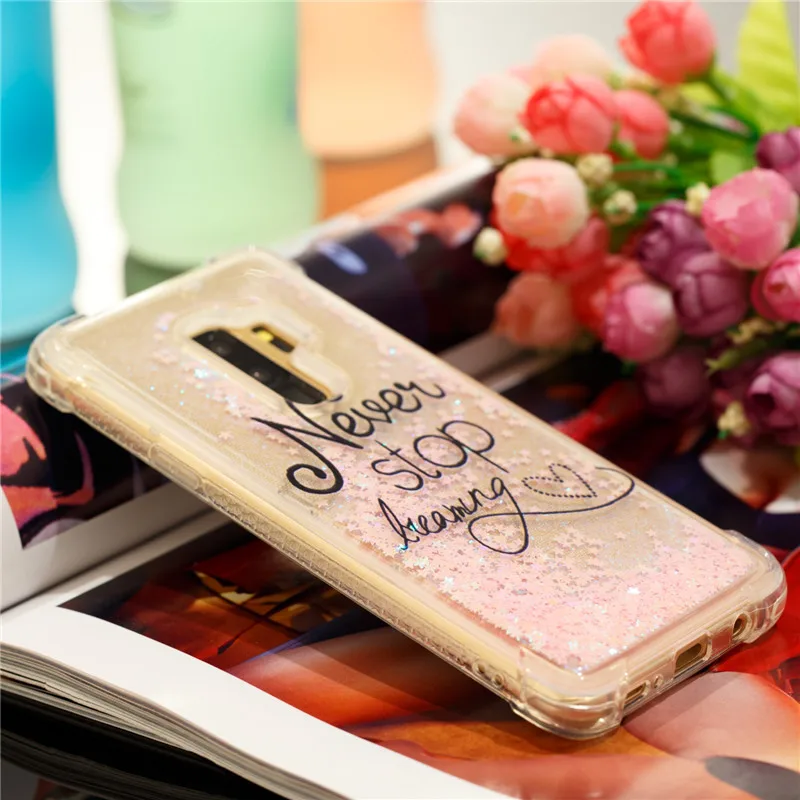 Жидкий чехол для Samsung Galaxy S6 S7 S8Plus S8 S9 плюс край Note8 Note9 S5 S6edge блеск любви силиконовый