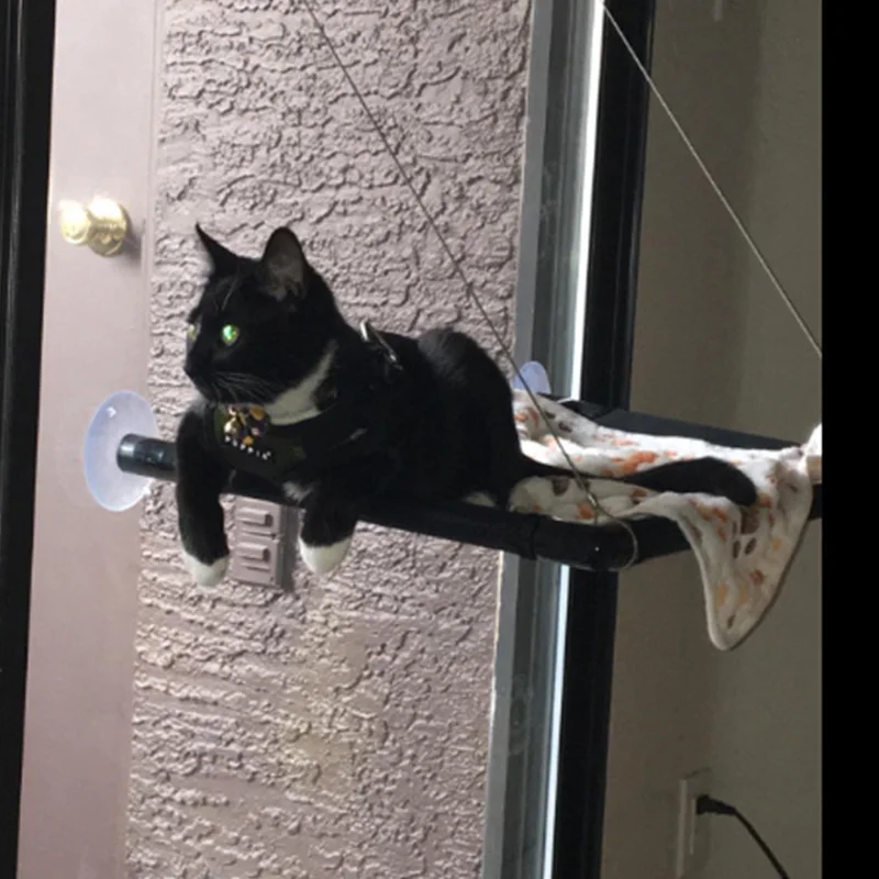 Подвесная кошачья кровать гамак с 4 присосками безопасная для крупных кошек