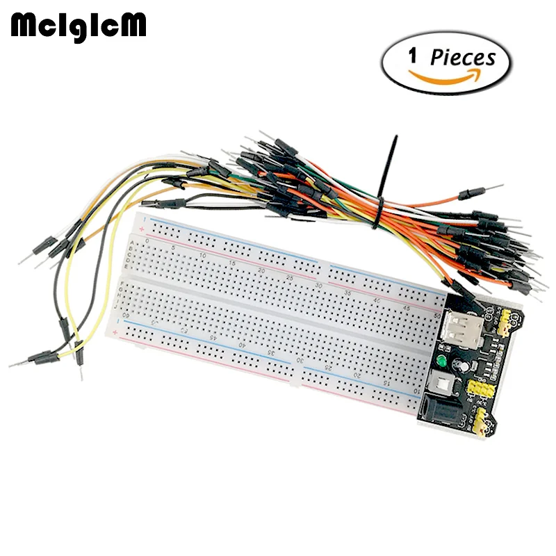 MCIGICM MB102 830 Точка Пайки PCB макетная плата с 65 скачкообразных проводов и стартовый набор питания