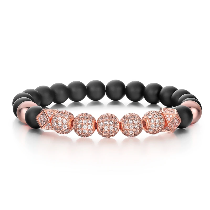 SEVENSTONE новинка 2019 мужской браслет в стиле хип-хоп натуральный 8 мм черный матовый