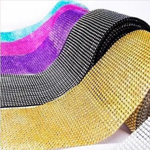 

10 Yards/Roll Shiny 24 Rows Diamond Mesh Wrap Sparkle Rhinestone Crystal Ribbon 18 Colors For Wedding Party Decoration Supplies