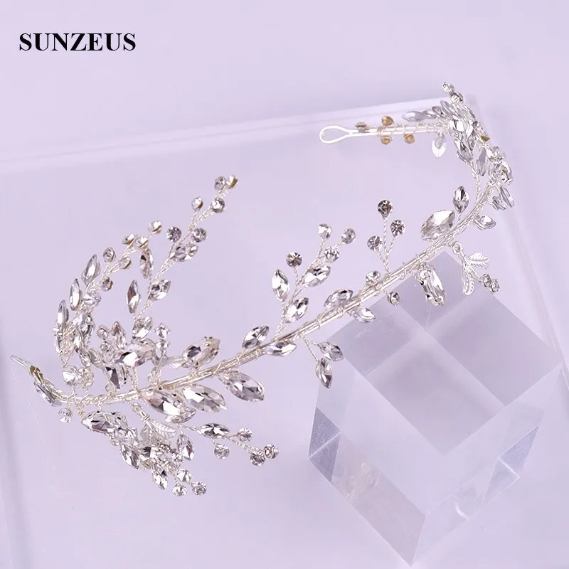 

2019 Latest Silver Wedding Headband Hand-made Crystal Tiaras And Crowns For Brides Couronne Mariage SQ0332