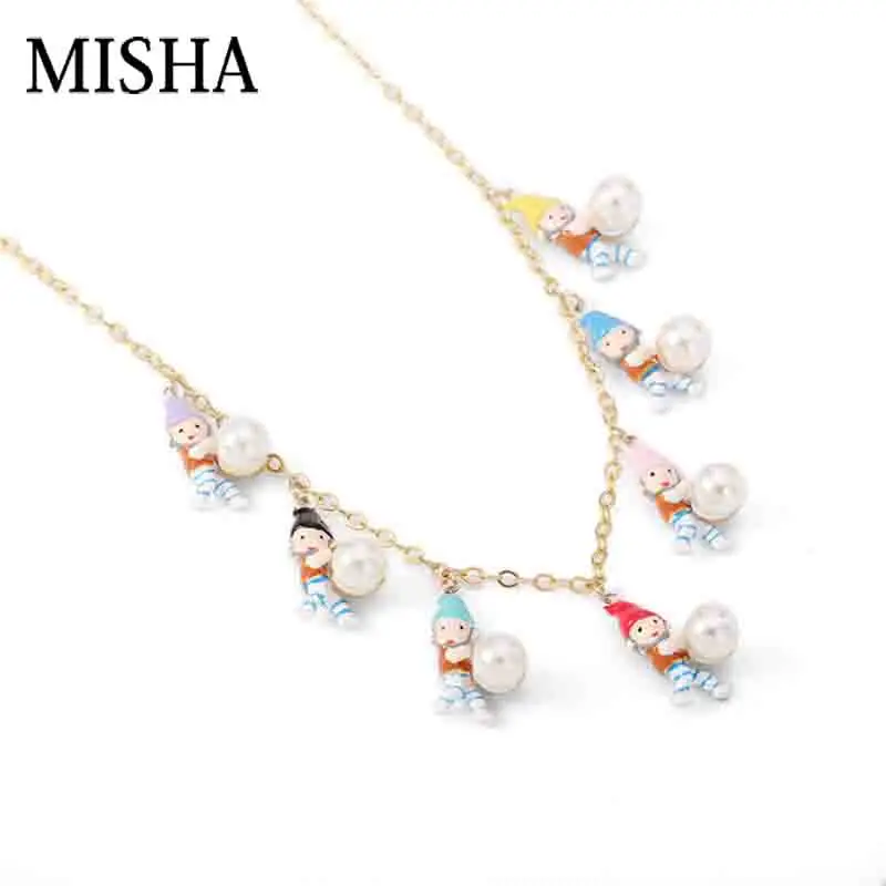 MISHA Fairy роскошные ожерелья для женщин семь гномов эмалированная глазурь кулон