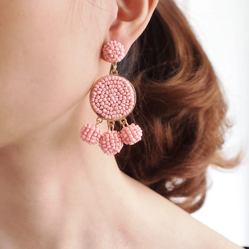 Женские серьги подвески MANILAI Boho из полимерных бусин круглые ручной работы