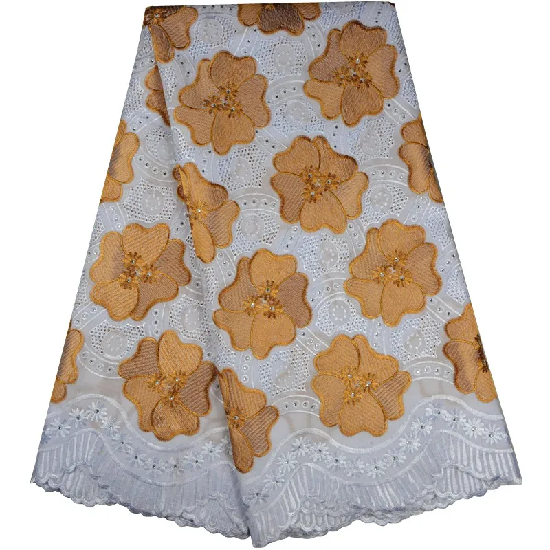 Ткань из натурального хлопка со стразами Африканский большой цветочный узор