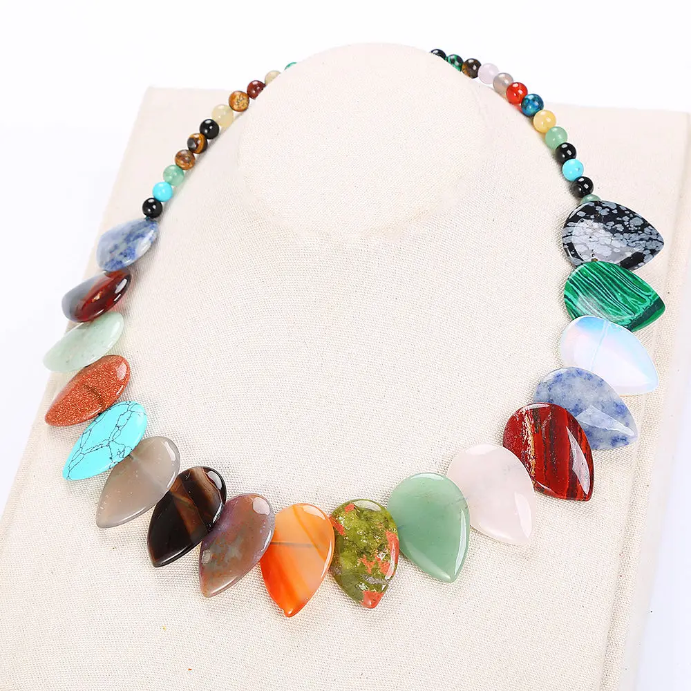 Hot Natural Stone Necklace Column Crystal Tiger Eye Turquoise Amethyst Pendant Chains For Women Jewelry | Украшения и аксессуары
