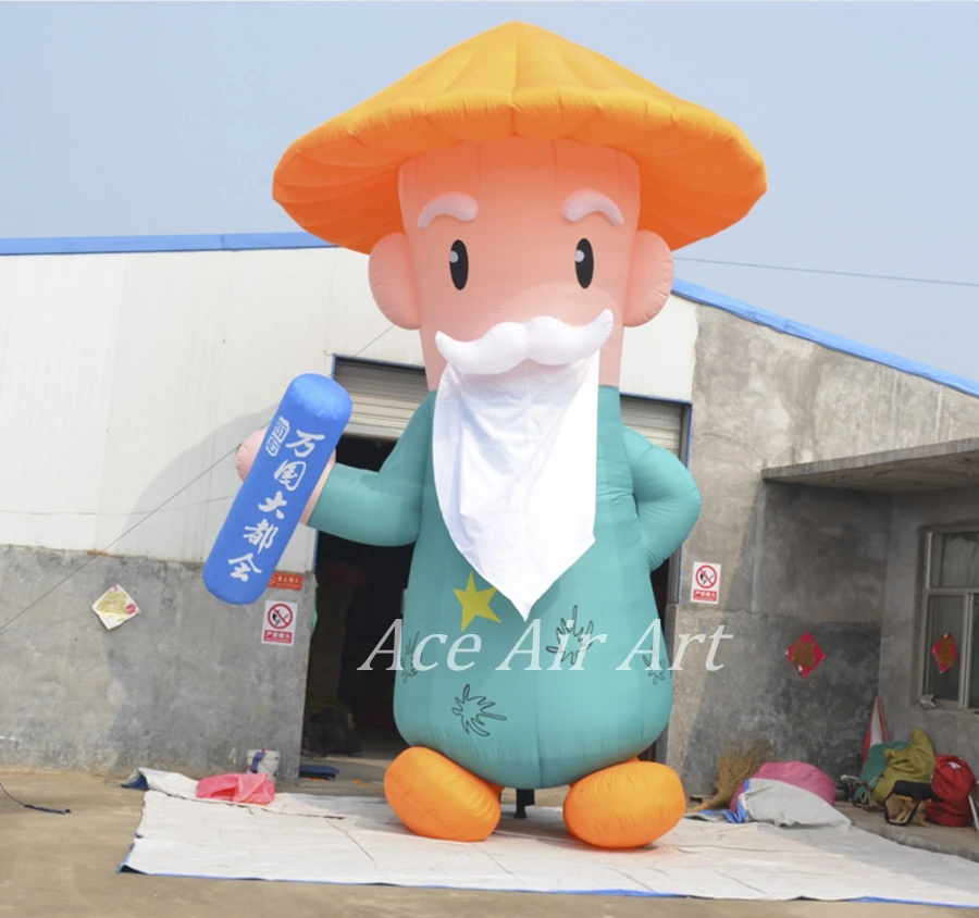 

Giant air balloon inflatable fisherman model with yellow hat for advertising