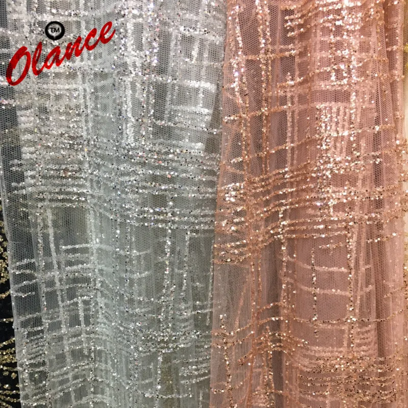 

Hot sale pure color Vertical stripe design Full Glued Glitter Sequins Nigerian Lace ZP3,Free Shipping French Net Lace Fabric