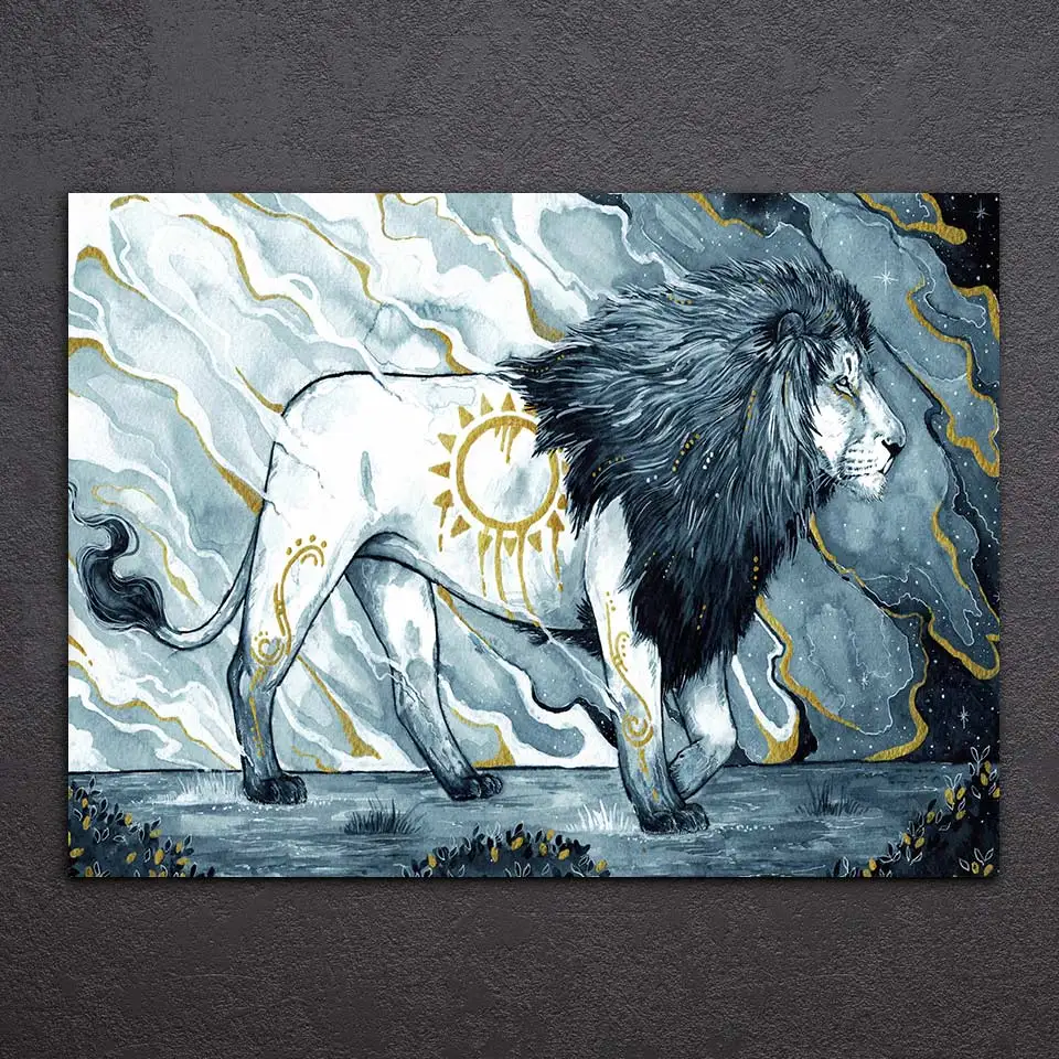 Artsail Daybringer & Nightbringer от Сканди Girl HD печать 1 шт. Холст Искусство Лев и волк абстрактные настенные постеры