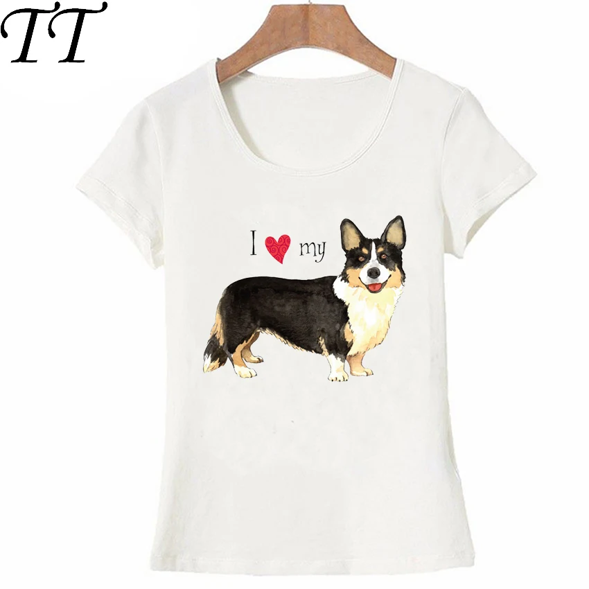 Женская футболка с принтом I Love my Friend Welsh Corgi хипстерская Повседневная хипстером и