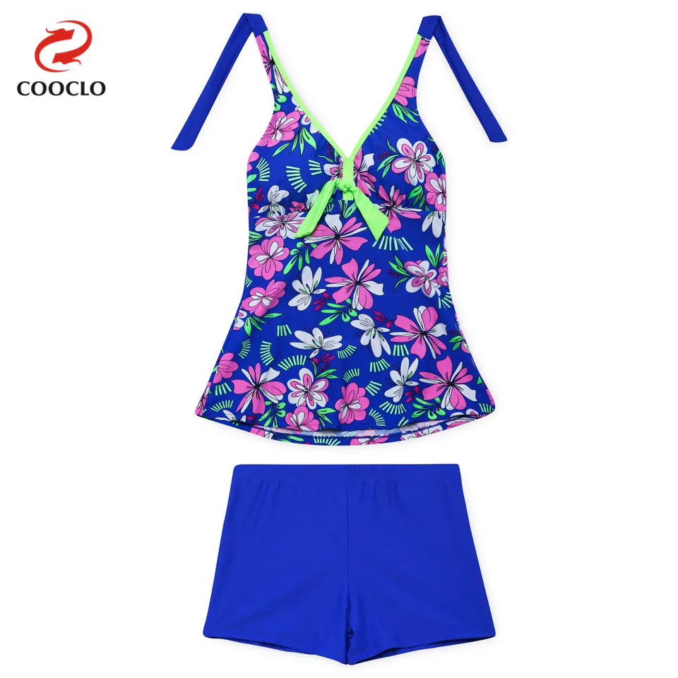 COOCLO плюс размер купальник Цветочный женский пляжный купальный костюм два