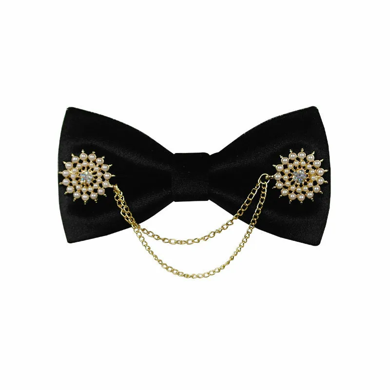 Fashion Necktie Groom Korean Pearl Bow Ties Luxury Wedding Birthday Party toastmaster Gifts Elegant Butterfly Tie | Аксессуары для