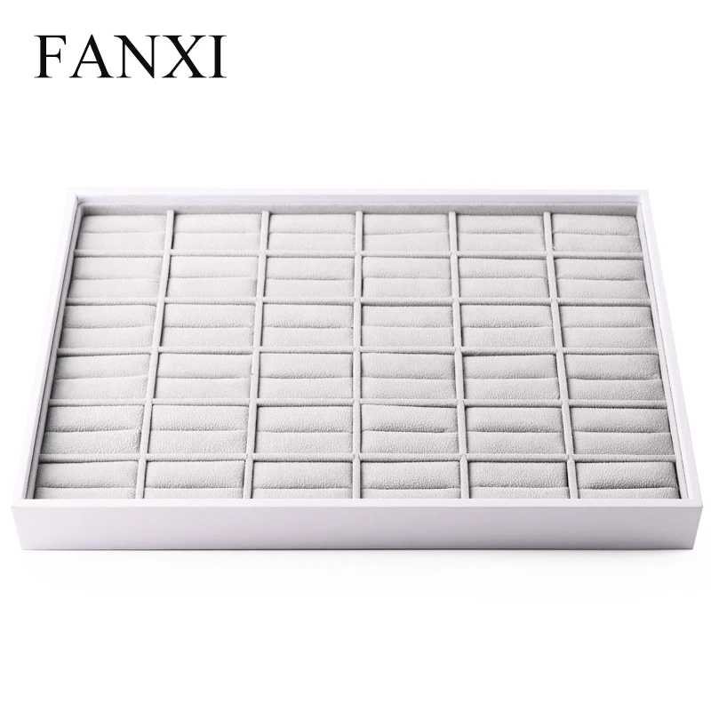 Поднос для ювелирных изделий FANXI из белой искусственной кожи с бархатным