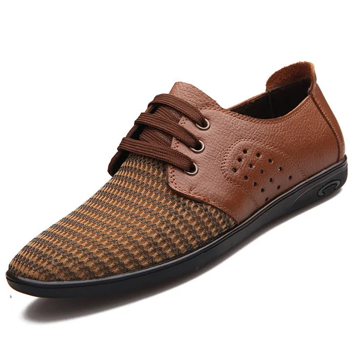 2016 Новый Летний Мужские Обувь Из Натуральной Кожи Дышащий на шнурках Квартиры