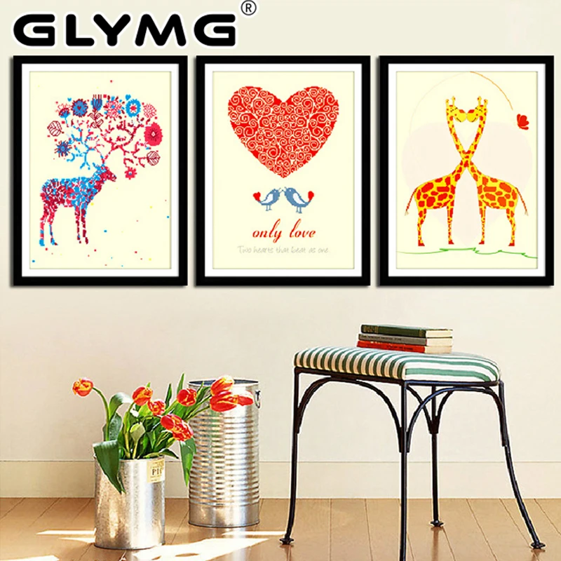 GLymg Handmade Needlework Cotton Embroidered Cross-stitching Painting Cross stitch Thread Color Deer Cartoon Animal Home Decor | Дом и сад