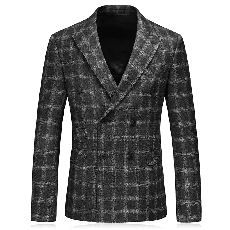 Новинка Весна 2019 мужские костюмы мужской модный двубортный деловой Повседневный