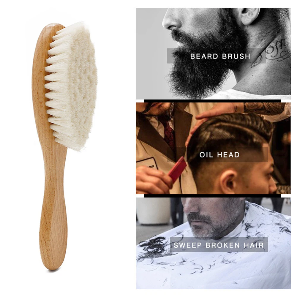 Brosse de toilettage pour hommes  multifonction  douce  moustache  barbe  poils de chèvre  pour