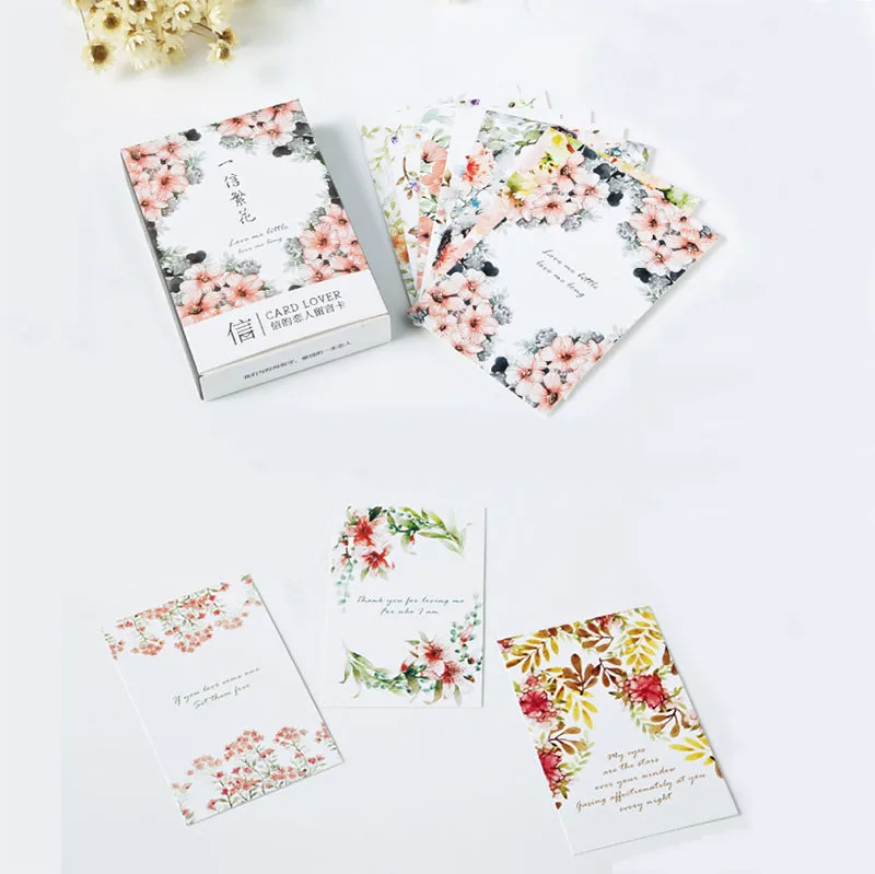 28 ⑤ упак. Элегантные цветы креативные маленькие открытки праздничные