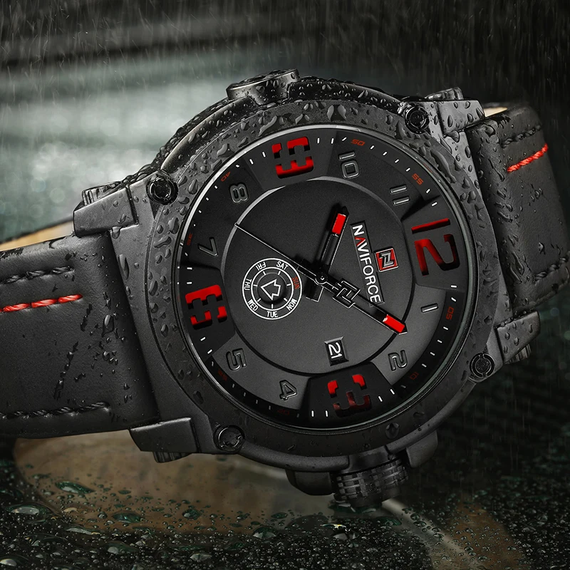 Naviforce Для мужчин модные Кварцевые наручные часы Водонепроницаемый Спортивные