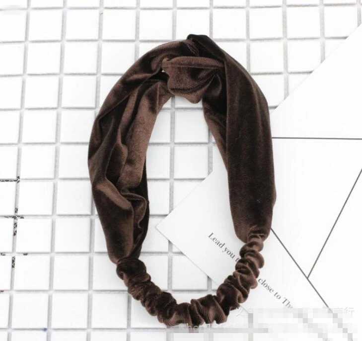 Color 1 Women Girls Fashion Velvet Knitted Korean Solid Bezel Hairband Hair Accessories Elegant Cross Headband Ornament For Female Girls - Цвет: Color 1
