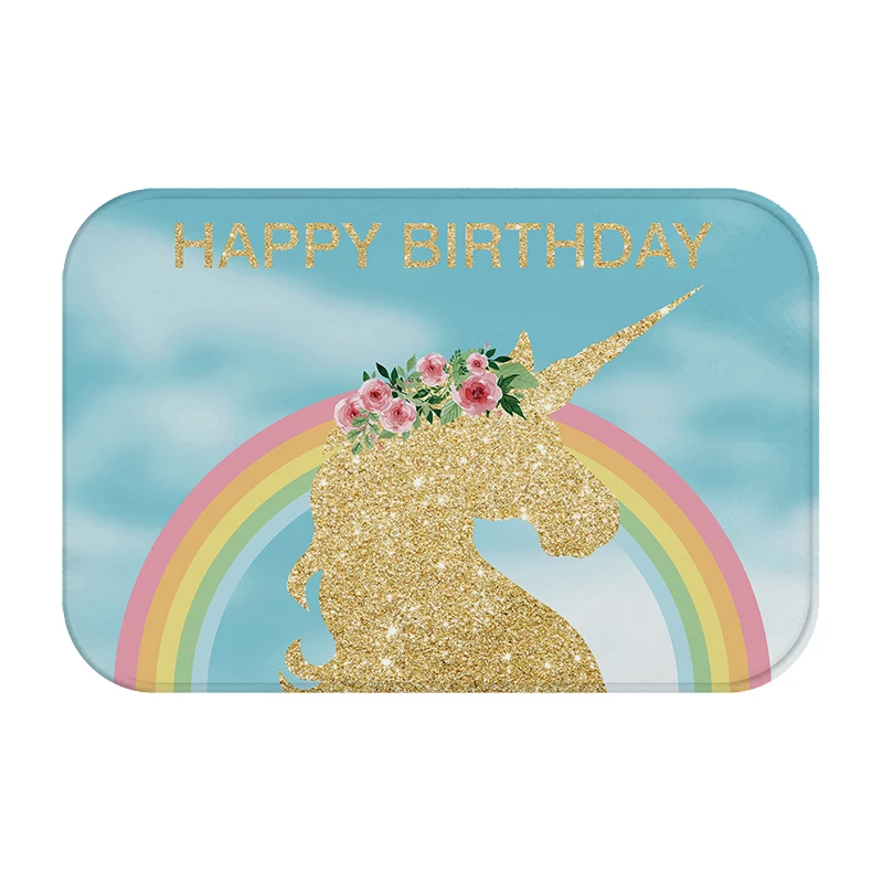 birthday gift cartoon 3d unicorn hallway welcome floor mats print bathroom kitchen carpet house doormats living room tapete rug free global shipping