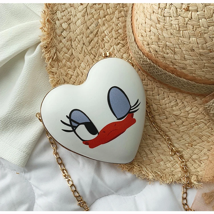 Kawaii, женские сумки на плечо с мультяшным принтом в форме сердца, милые женские сумки с ручками, женская сумка через плечо на цепочке, женская сумка в виде ракушки