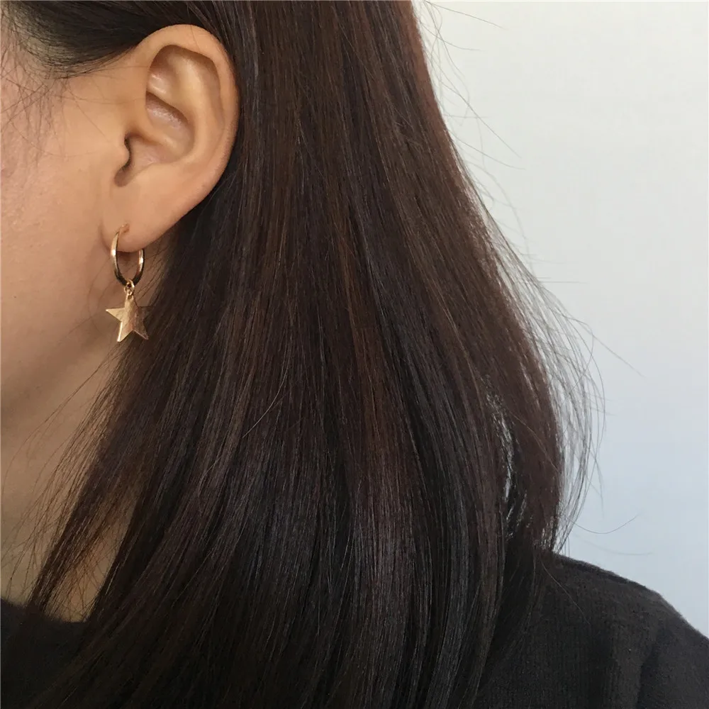 Трендовые серьги подвески золотого и серебряного цвета треугольные круглые в