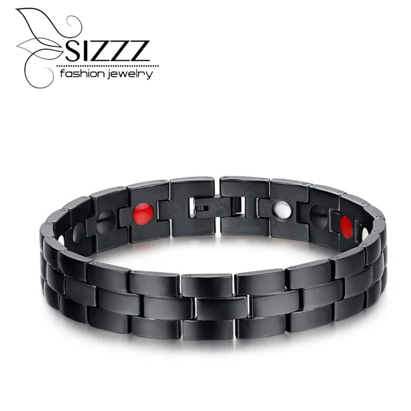 

SIZZZ, европейский и американский тренд, магнитный Модный черный браслет из титановой стали для мужчин
