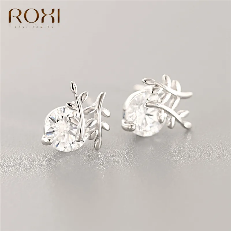 ROXI Аутентичные серьги из стерлингового серебра 925 пробы Снежинка/Сердце/листья/звезда серьги гвоздики Женская циркониевая серьги с кристаллами ювелирные изделия