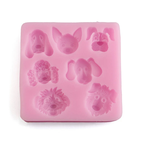 Hot Food-Grade Silicone Mold 3D Dogs Head Moulds Fondant Cake Decorating Tools Soap |