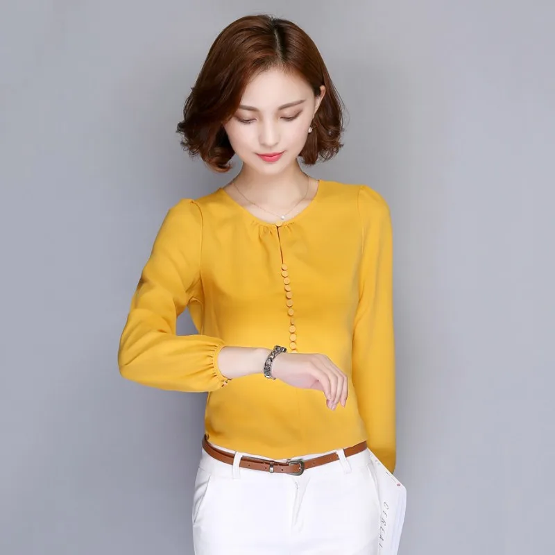 Блузка женская с длинным рукавом шифоновая повседневная офисная