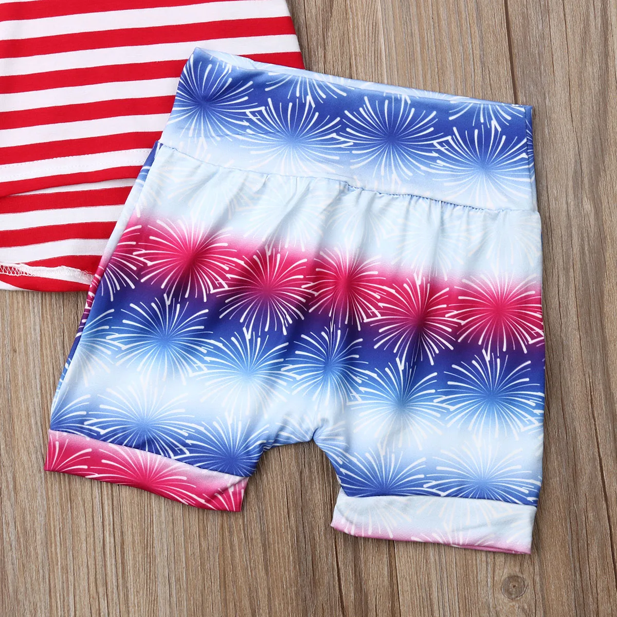 America Stars &amp Stripe Baby Girl Independence Day Tops+Shorts Firework Summer Clothes Outfit Sets | Детская одежда и обувь