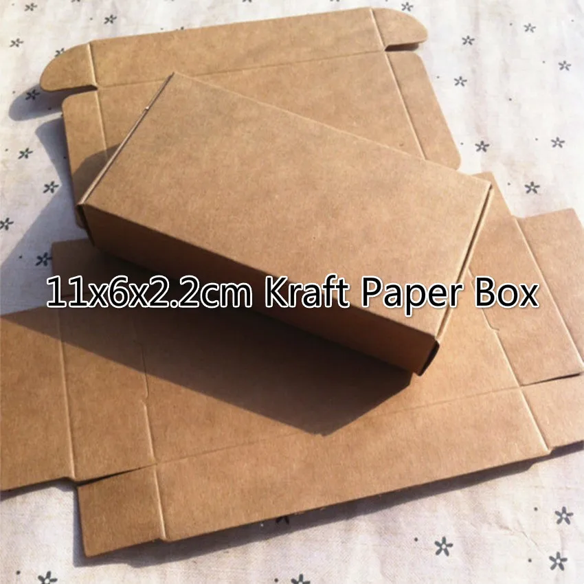 

2021 Popular 50pcs/lot 11x6x2.2cm Kraft Paper Box Wedding Gift Packaging For Candy Handmade Soap Bakery Cake Cookie Chocolate