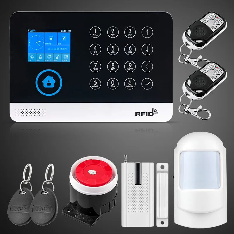Белый WG11 Wi-Fi GSM сигнализация беспроводная домашняя охранная сигнализация приложение управление RFID карта детектор движения PIR дверной датчик дистанционного управления - Цвет: Белый
