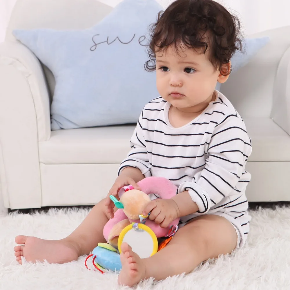 Детская плюшевая погремушка для кроватки спиральная подвесная Мобильная