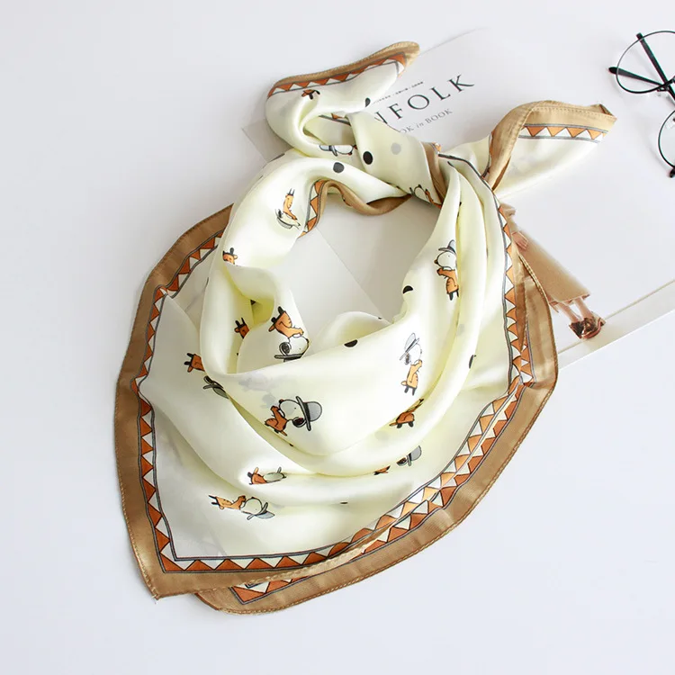 Супер милая собака мультфильм цифровой печати мода новый искусственный шелковый