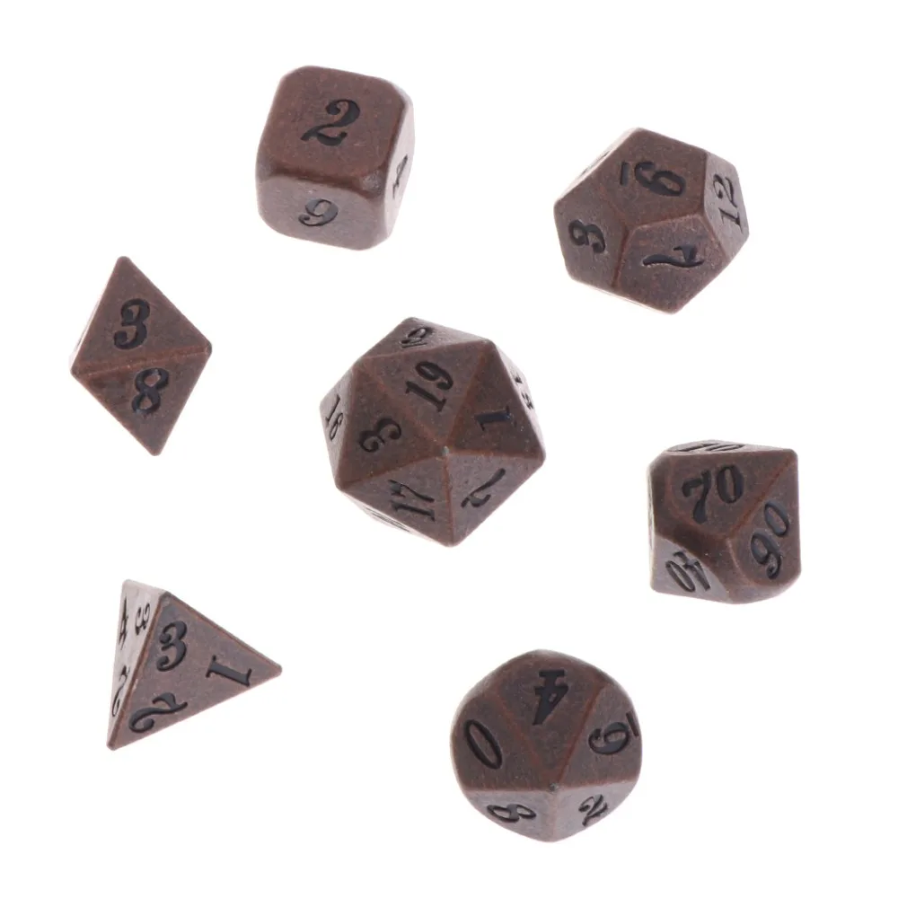 

1 Sets Metal Gaming dice 7 Dices D4 D6 D8 D10 D% D12 D20 for Board Games