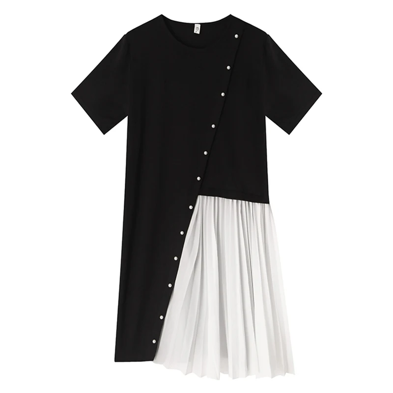 Женское платье-футболка Trytree черное Повседневное платье до колена с о-вырезом и