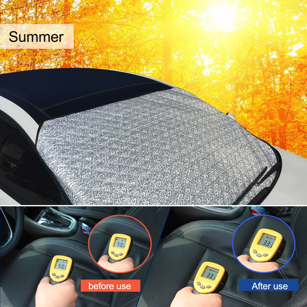 

Car Windshield Cover Protector Preventing Snow Ice Sun Shade Dust Frost Freezing Thickened Protector with Anti-Theft Edges