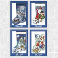 christmas stocking counted diy dmc 14ct 11ct pattern printed on canvas cross stitch kits needlework embroidery sets