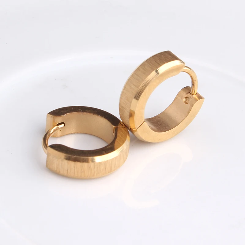 4 мм Позолоченные матовые серьги гвоздики из нержавеющей стали 316L для женщин и