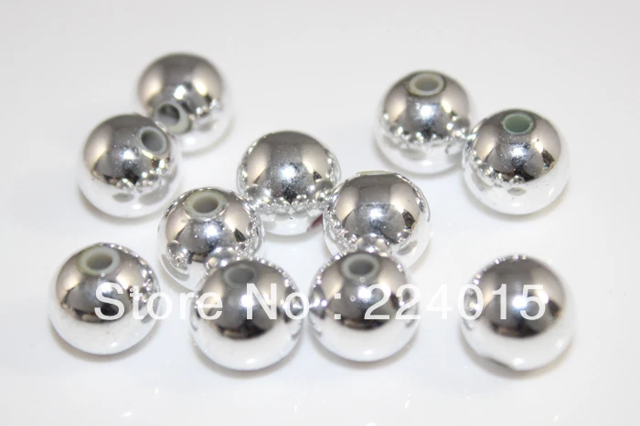 100 шт./12 мм Φ оптовая продажа посеребренные акриловые круглые чудесные бусины из