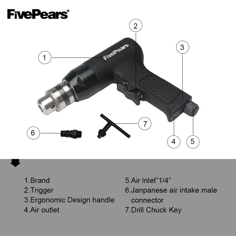 FIVEPEARS 3/8 &quotпневматический сверлильный инструмент с высоким крутящим моментом