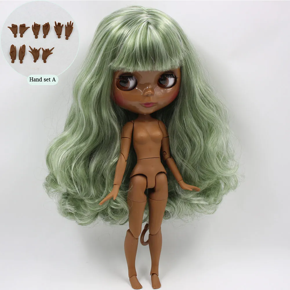 A doll with hand A ICY Nude Blyth изготовленная на заказ кукла № BL4299/136 зеленая смесь белых волос 1/6 bjd, pullip, licca, jerryberry - Цвет: A doll with hand A