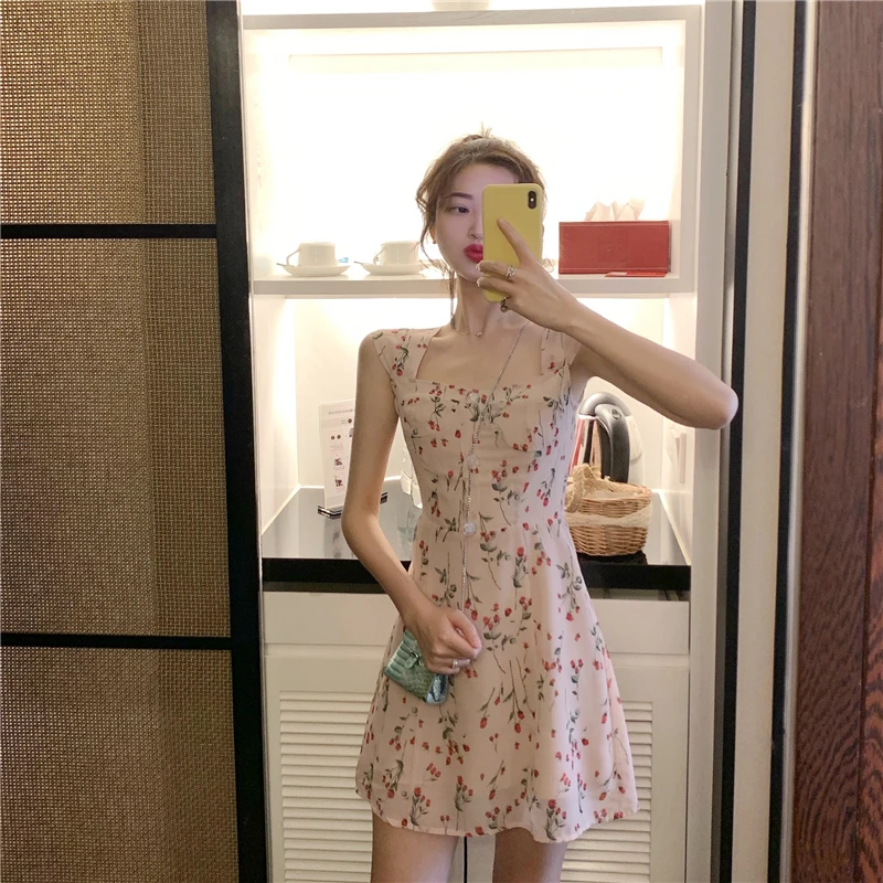 Милые летние платья ulzzang модное Брендовое мини платье на бретелях спагетти с