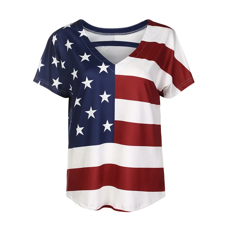 Лето 2017 г. женские футболки американский флаг футболка г-жа короткими рукавами