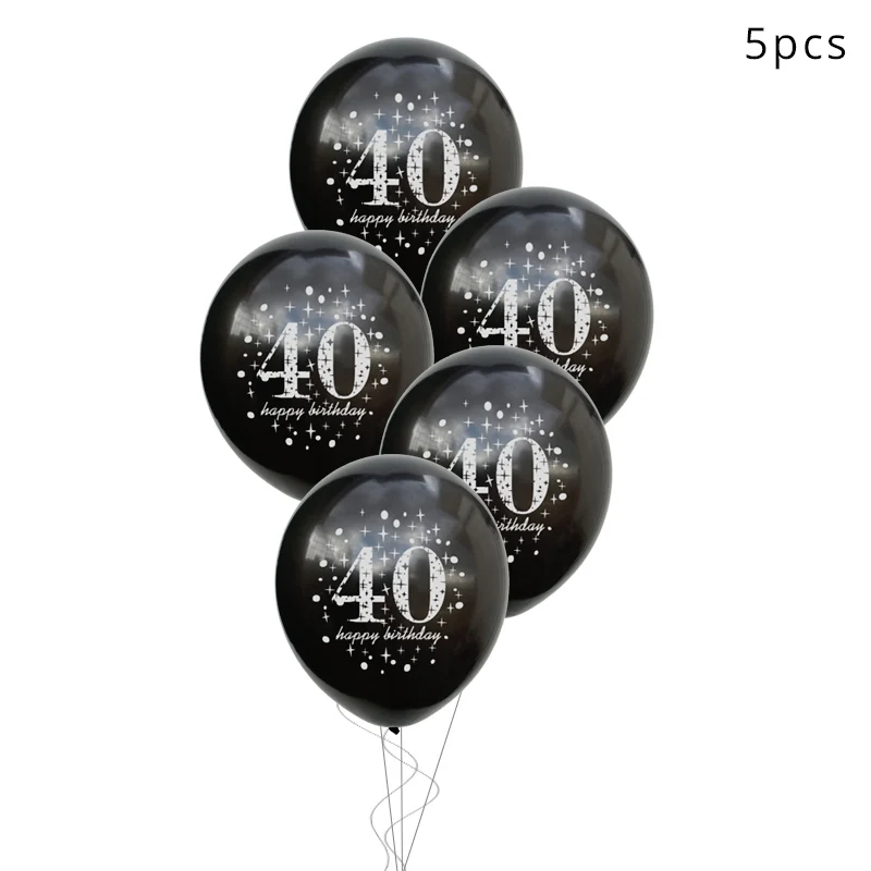 5pcs black 40 WEIGAO 30/40/50th воздушные шары с днем рождения золотые латексные воздушные шары для украшения вечеринок взрослые большие 30 вечерние товары для украшения дня рождения Globo - Цвет: 5pcs black 40