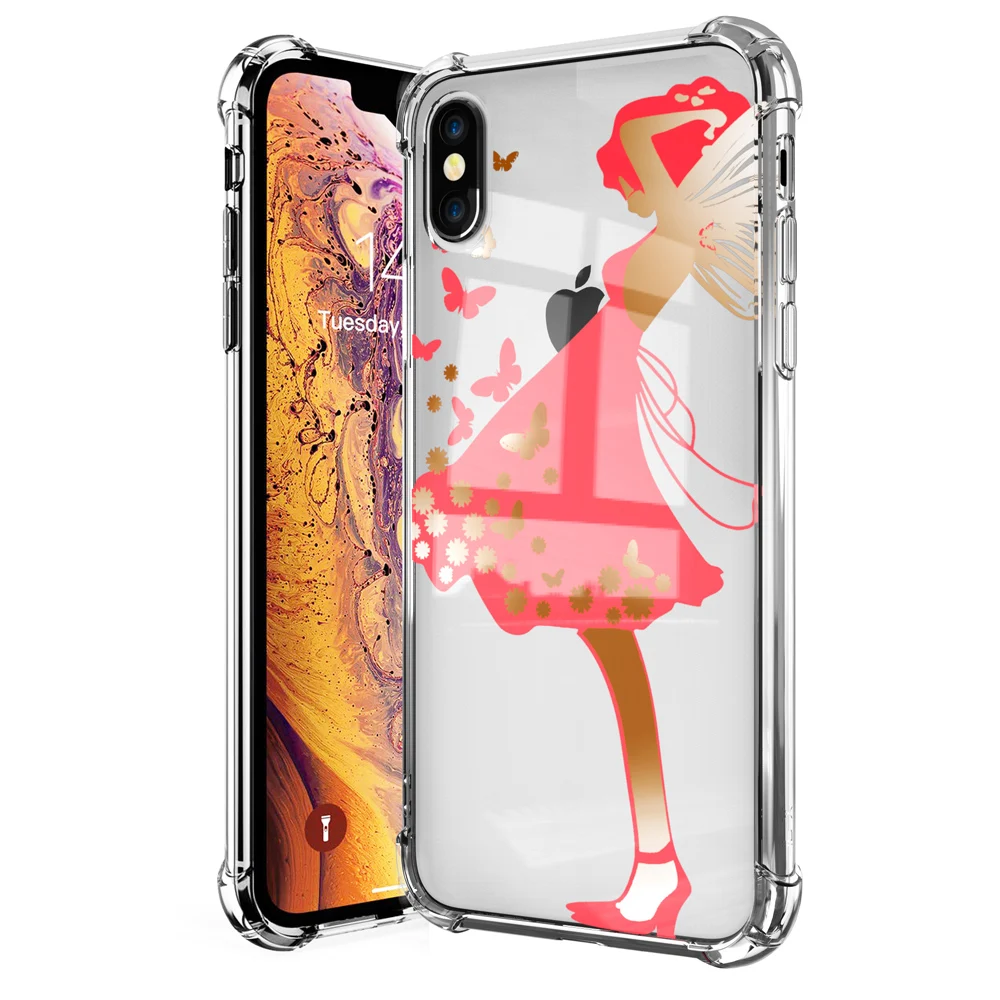 IQD чехол для iPhone X XS Max XR 7 8 6 6 S Plus Shell прозрачные чехлы с узором ультратонкий ТПУ бампер противоударный защитный чехол