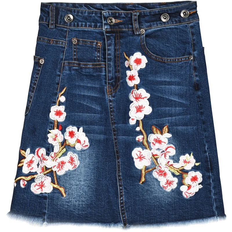 Женская винтажная синяя короткая юбка дизайнерская джинсовая трапециевидной